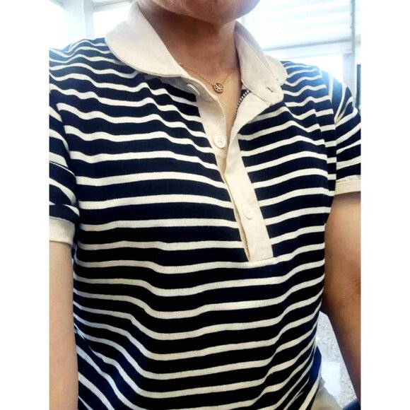 Striped Polo Collar T-Shirt for Women – Casual Short Sleeve Top - Picture 6 of 6